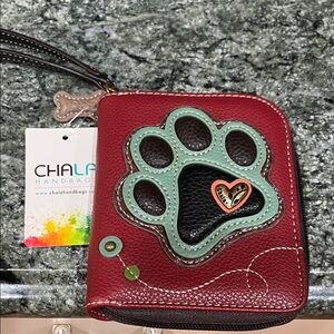 Chala Red and Green Paw Print Wallet